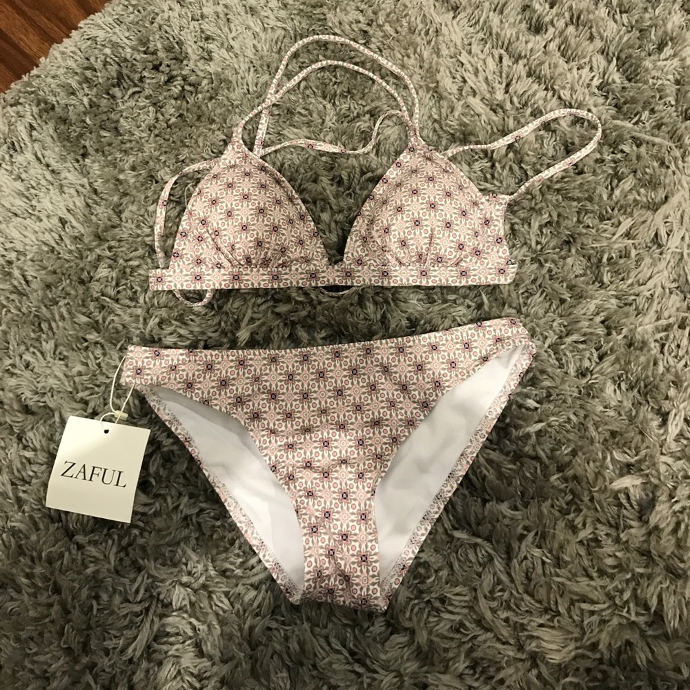 Padded Printed Strappy Bikini Set